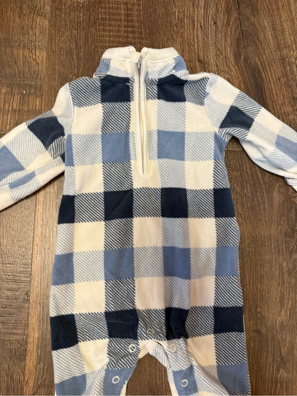 Carter's Navy and Cream Buffalo Plaid Fleece One-Piece